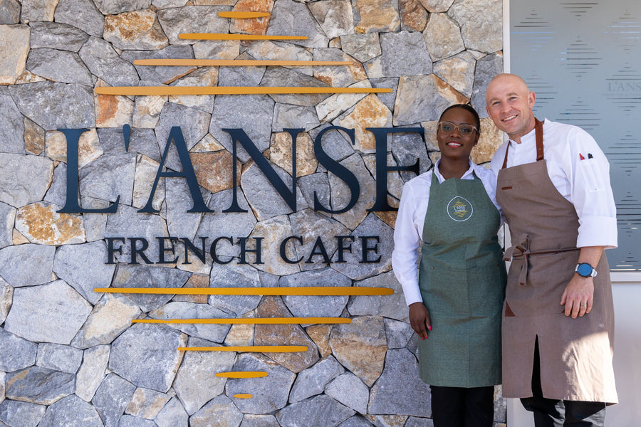 The L'Anse French Café team in front of the café sign in Port Lincoln