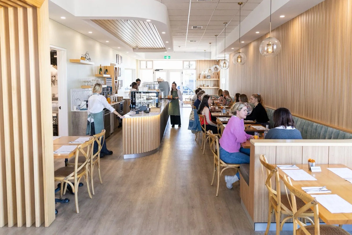 Dining room of L'Anse French Café in Port Lincoln, a café with gluten-free options